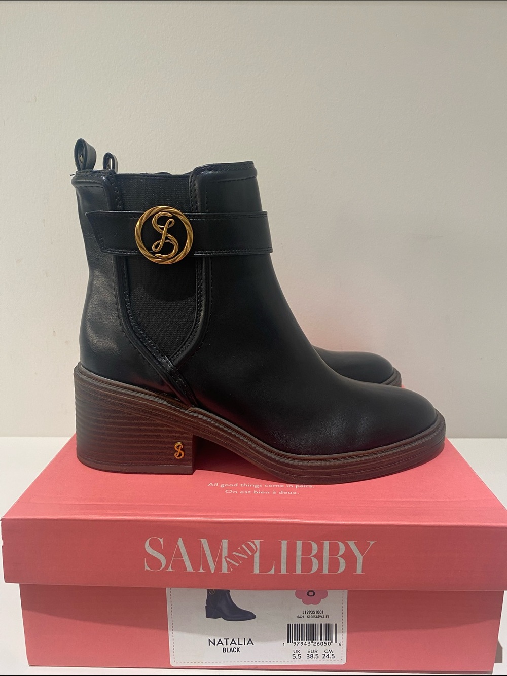 NIB Sam & Libby Natalia Ankle Boots Booties Black Size 8